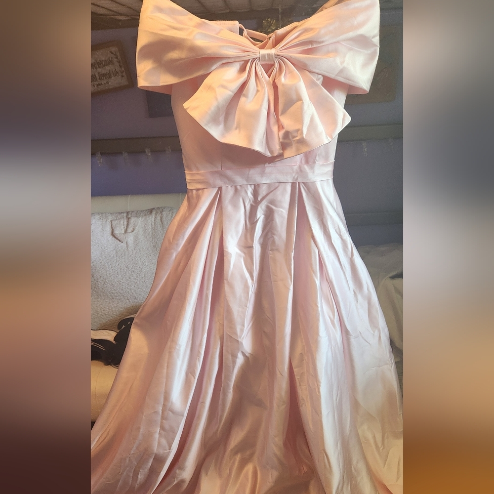 Elegant Light Pink Satin Prom Dress
